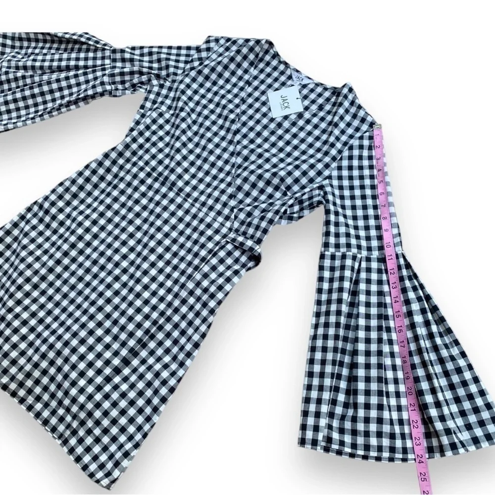 NEW Jack By BB Dakota Alter Ego Black and White Gingham Check Wrap Dress | M